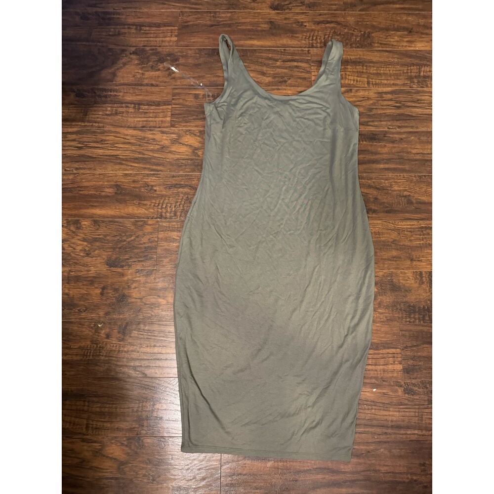 Bar III Jersey Midi Bodycon Green Tank Dress Scoop Neck Women's Size 1X